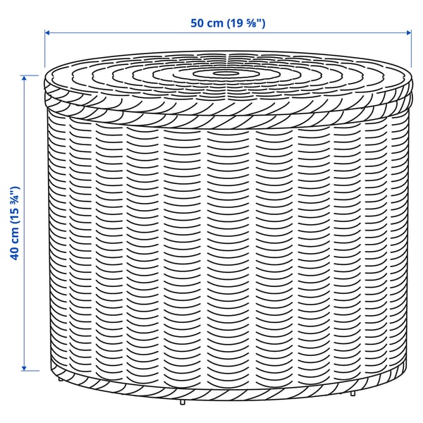 TOLKNING Pouf à rangement intégré, fait main rotin