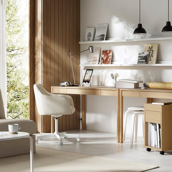 TONSTAD Bureau, chêne plaqué, 55 1/8x29 1/2 "