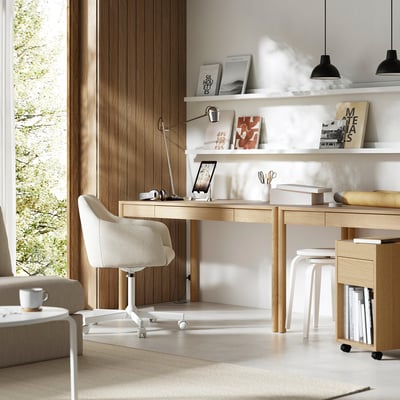 TONSTAD Bureau, chêne plaqué, 55 1/8x29 1/2 "