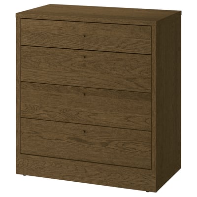 TONSTAD Commode à 4 tiroirs, brun chêne plaqué teinté, 32 1/4x18 1/2x35 3/8 "