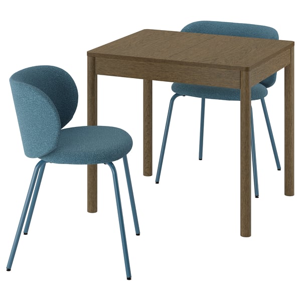 TONSTAD / KRYLBO Table et 2 chaises, chêne plaqué teinté brun-noir/Axvall bleu, 31 1/2/47 1/4x27 1/2 "