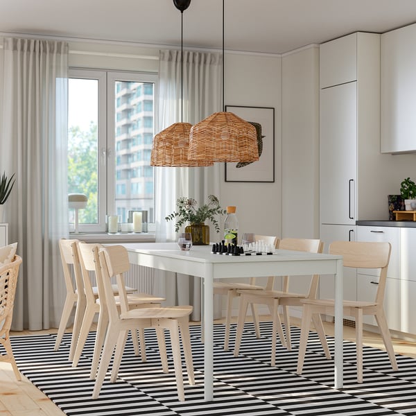 TONSTAD / LISABO Table et 6 chaises, blanc cassé/frêne, 78 3/4x33 1/2 "