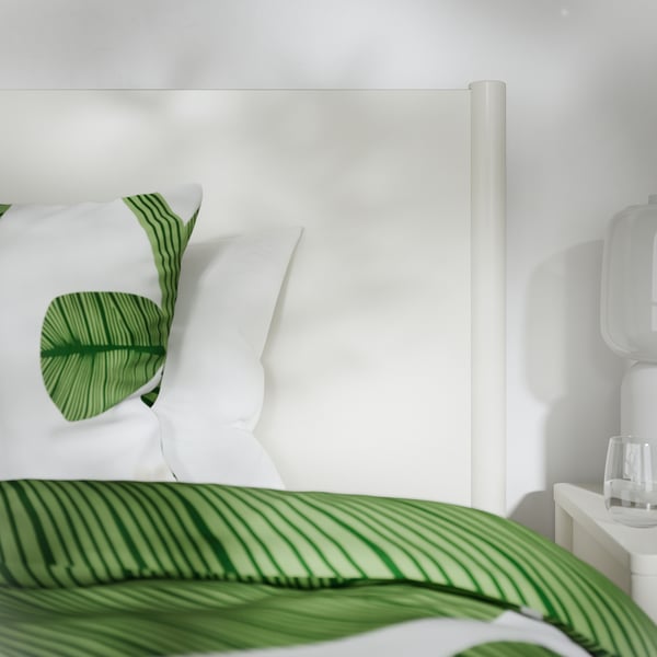 TONSTAD Lit à tiroirs intégrés, blanc cassé, Grand 2 places