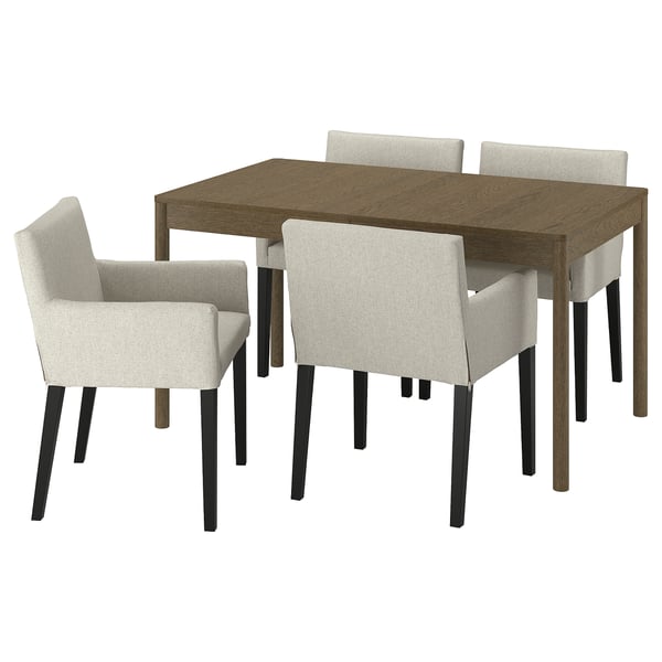 TONSTAD / MÅRENÄS Table et 4 chaises, brun chêne plaqué/Gunnared beige noir, 55 1/8/77 1/8x33 1/2 "