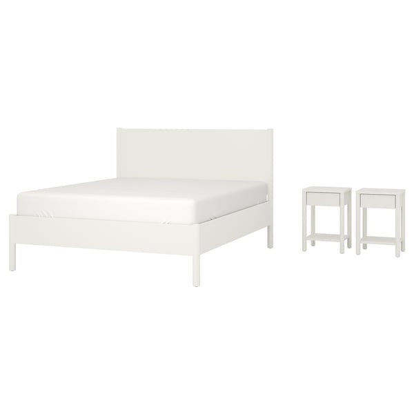 TONSTAD Mobilier chambre, ensemble de 3, blanc cassé, Très grand 2 places