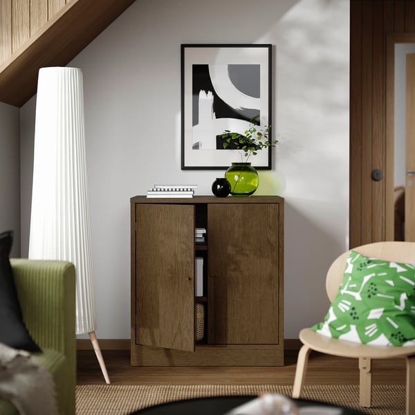 TONSTAD Rangement à portes, brun chêne plaqué teinté, 32 1/8x18 5/8x35 3/8 "