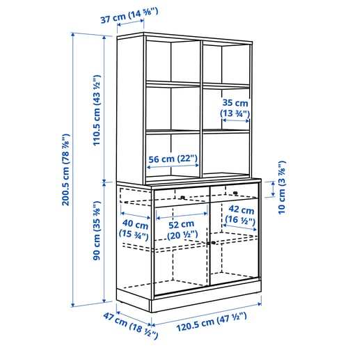 TONSTAD Rangement, brun chêne plaqué teinté, 47 1/2x18 5/8x78 7/8 "
