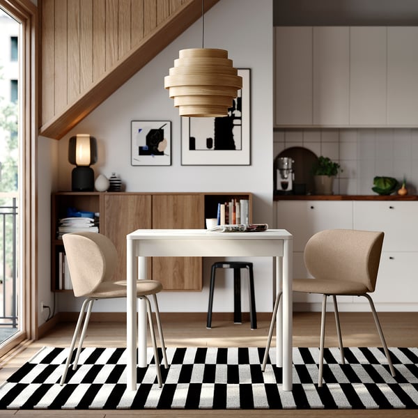 TONSTAD Table et 2 chaises, blanc cassé/Tonerud beige foncé, 31 1/2/47 1/4x27 1/2 "