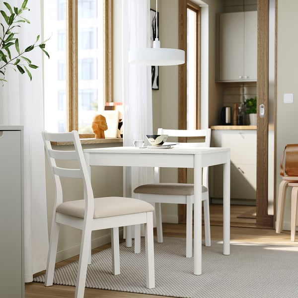 TONSTAD / TONSTAD Table et 2 chaises, blanc cassé/blanc cassé Fridtuna beige clair, 31 1/2/47 1/4x27 1/2 "