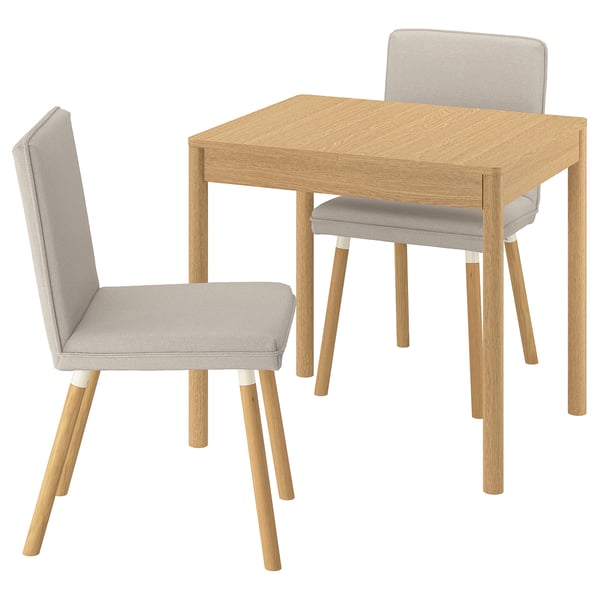 TONSTAD / TONSTAD Table et 2 chaises, chêne plaqué/Fridtuna beige clair eff chêne, 31 1/2/47 1/4x27 1/2 "
