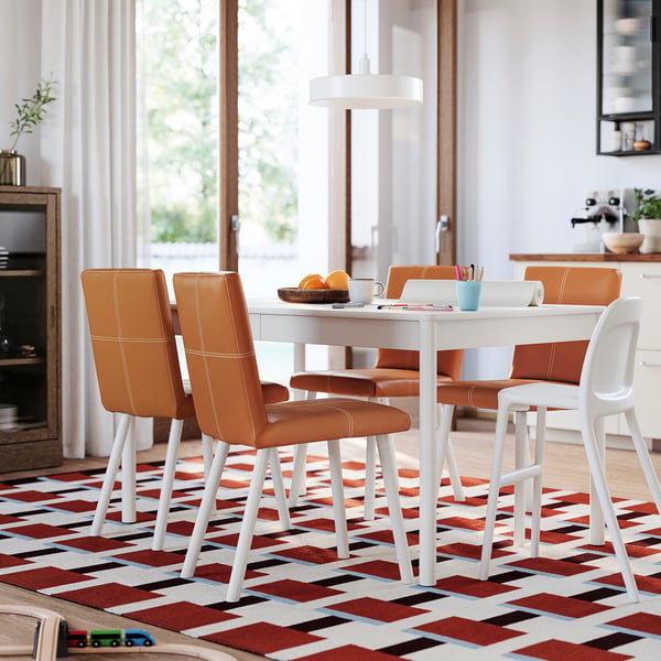 TONSTAD / TONSTAD Table et 4 chaises, blanc cassé/Bomstad brun doré blanc cassé, 55 1/8/77 1/8x33 1/2 "