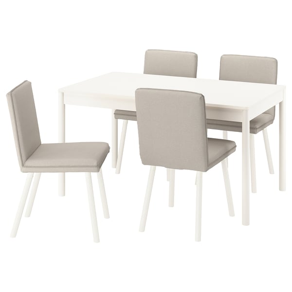 TONSTAD / TONSTAD Table et 4 chaises, blanc cassé/Fridtuna beige clair blanc cassé, 55 1/8/77 1/8x33 1/2 "