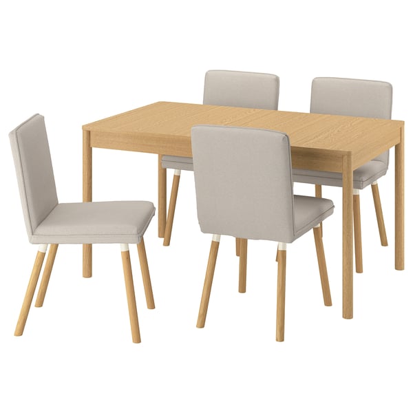 TONSTAD / TONSTAD Table et 4 chaises, chêne plaqué/Fridtuna beige clair eff chêne, 55 1/8/77 1/8x33 1/2 "