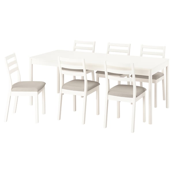 TONSTAD / TONSTAD Table et 6 chaises, blanc cassé/blanc cassé Fridtuna beige clair, 78 3/4x33 1/2 "