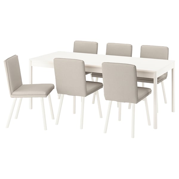 TONSTAD / TONSTAD Table et 6 chaises, blanc cassé/Fridtuna beige clair blanc cassé, 78 3/4x33 1/2 "