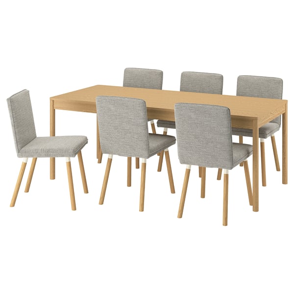 TONSTAD / TONSTAD Table et 6 chaises, chêne plaqué/Viarp beige/brun eff chêne, 78 3/4x33 1/2 "