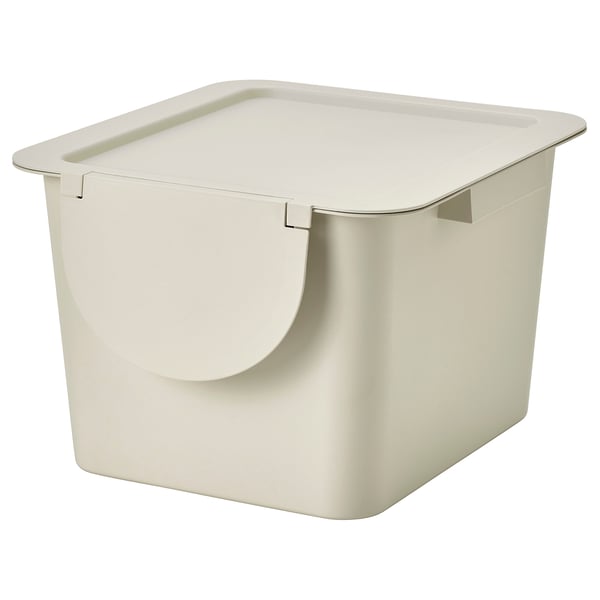 TRÖSKNING Bac avec couvercle, beige clair, 3 gallon