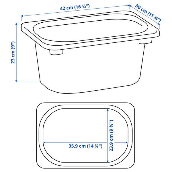 TROFAST Bac, gris, 16 ½x11 ¾x9 "