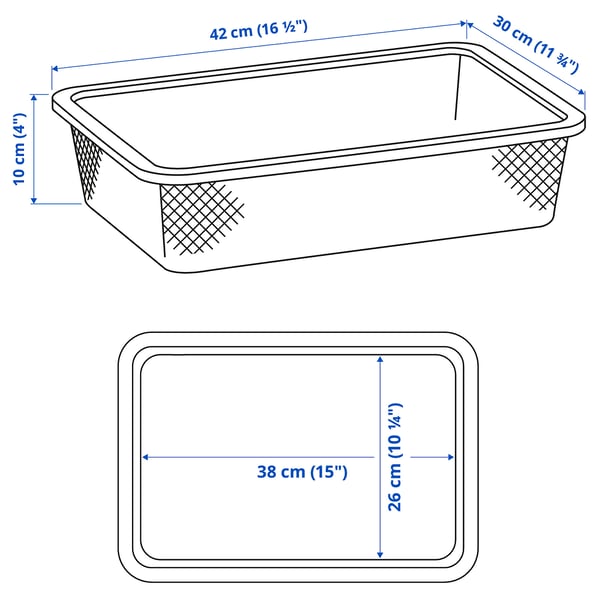 TROFAST Boîte de rangement en filet, bleu gris, 16 1/2x11 3/4x3 7/8 "