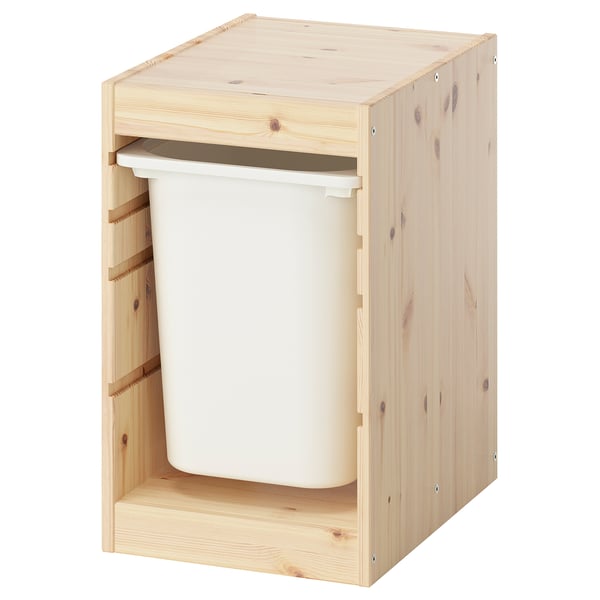 TROFAST Rangement avec boîte, pin teinté blanc clair/blanc, 12 5/8x17 3/8x20 1/2 "