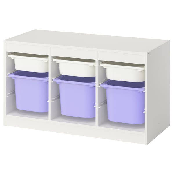 TROFAST Rangement+boîtes, blanc blanc/mauve, 39x17 3/8x22 "