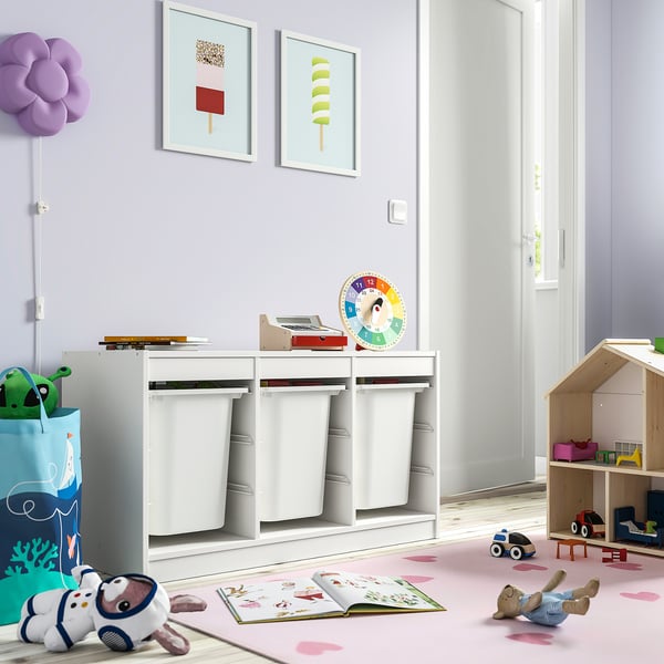 TROFAST Rangement+boîtes, blanc/blanc, 39x17 3/8x22 "