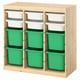 TROFAST Rangement+boîtes, séparateur de pièce pin teinté blanc clair/blanc vert vif, 36 5/8x17 3/8x35 7/8 "