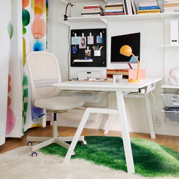 TROTTEN Bureau assis-debout, électrique/blanc, 63x31 1/2 "