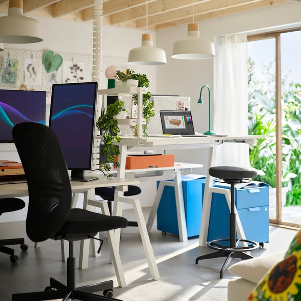 TROTTEN Bureau assis-debout, électrique/blanc, 47 1/4x27 1/2 "