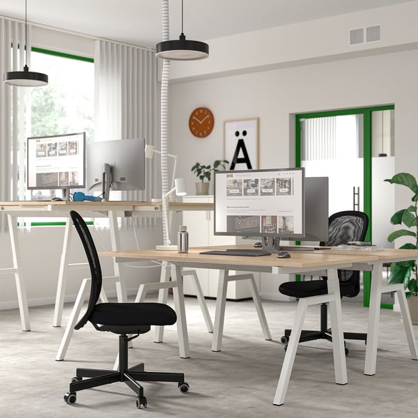 TROTTEN Bureau assis-debout, électrique effet frêne/blanc, 63x31 1/2 "