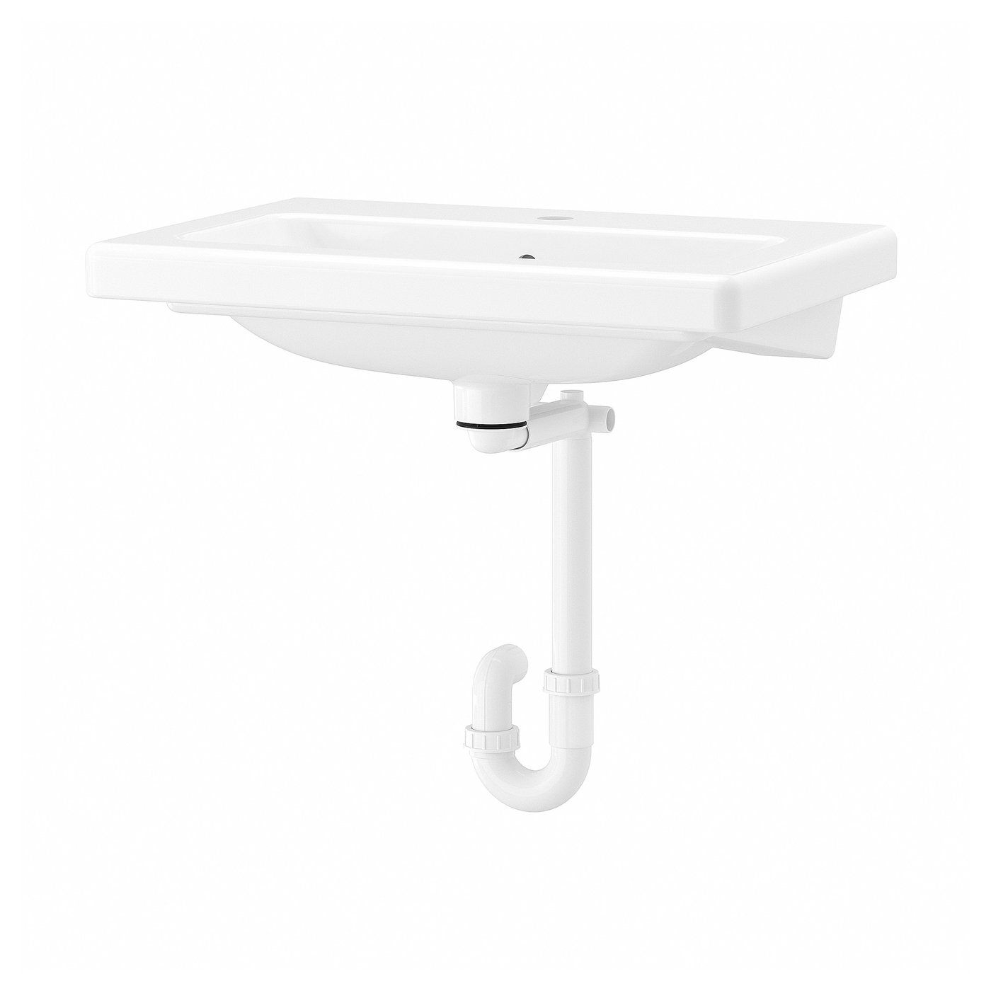 TVÄLLEN Lavabo avec siphon, blanc, 25 1/2x19 1/8 "
