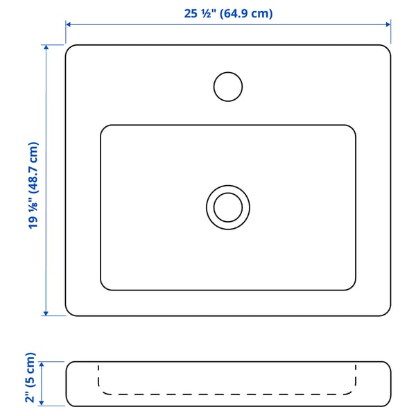 TVÄLLEN Lavabo simple, 25 1/2x19 1/8x2 "