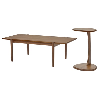 UGGLERUM Table basse/d'appoint, lot de 2, noyer plaqué/brun