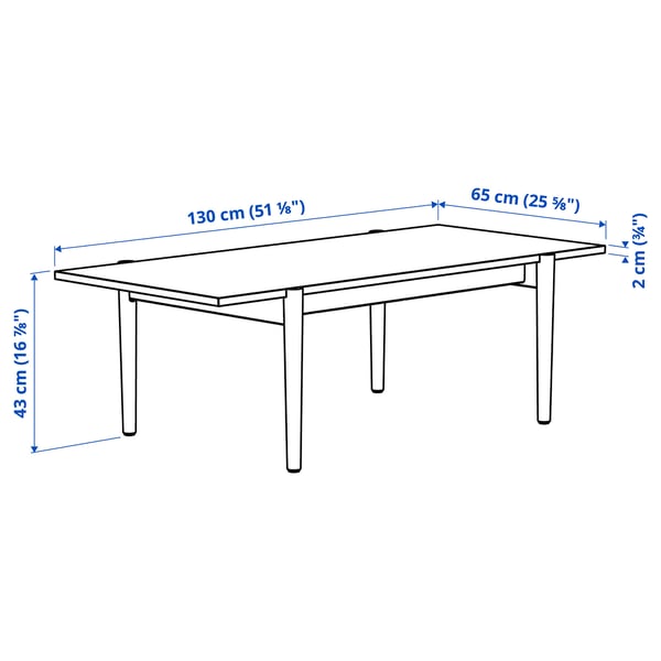 UGGLERUM Table basse, noyer plaqué, 51 1/8x25 5/8 "