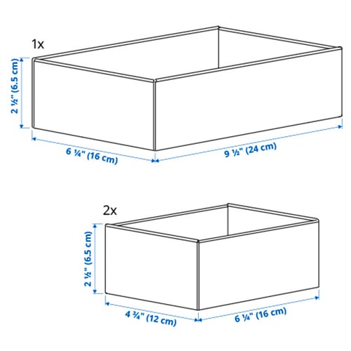UPPDATERA Boîtes, 3 pièces, gris
