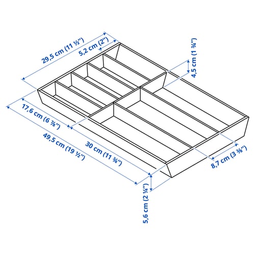 UPPDATERA Range-couverts, bambou clair, 12x19 ½ "