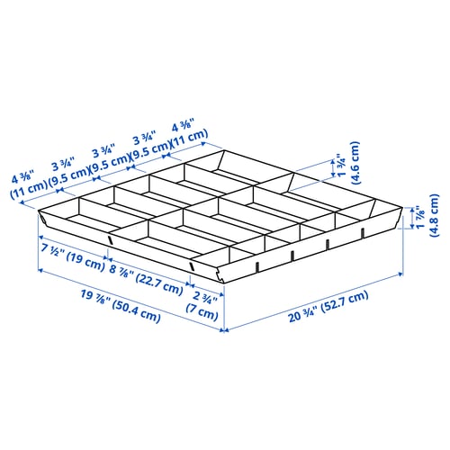 UPPDATERA Rangement adaptable pour tiroir, gris, 24x24 "