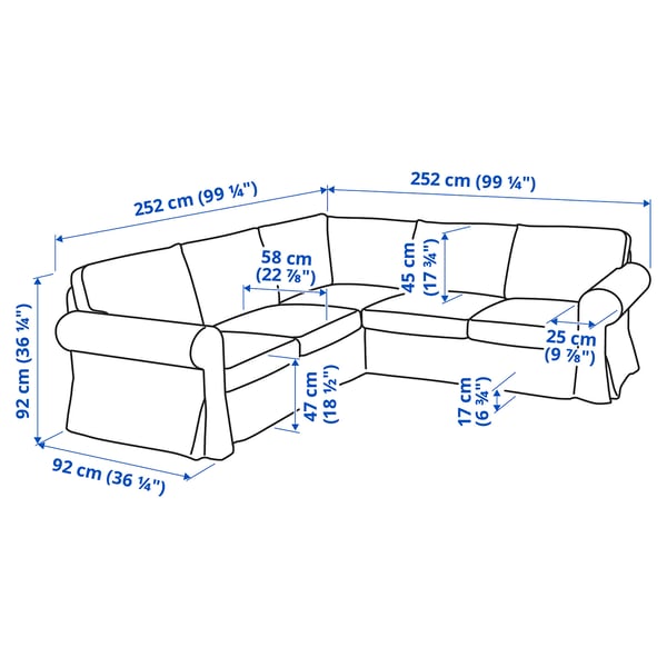 UPPLAND Canapé d'angle, 4 places, Blekinge blanc
