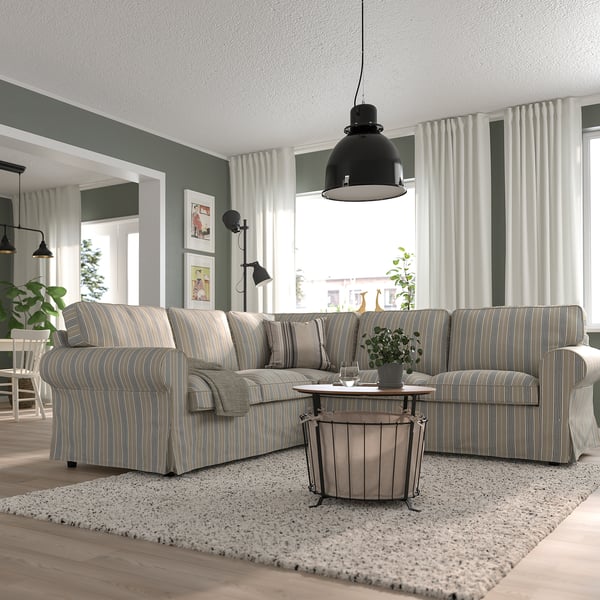 UPPLAND Canapé d'angle, 4 places, Karlshov gris-beige