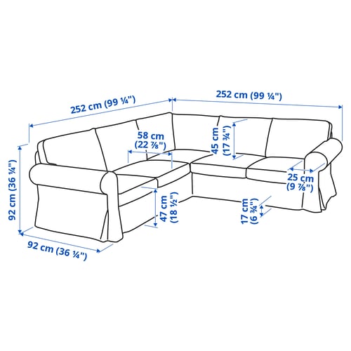 UPPLAND Canapé d'angle, 4 places, Kilanda beige clair
