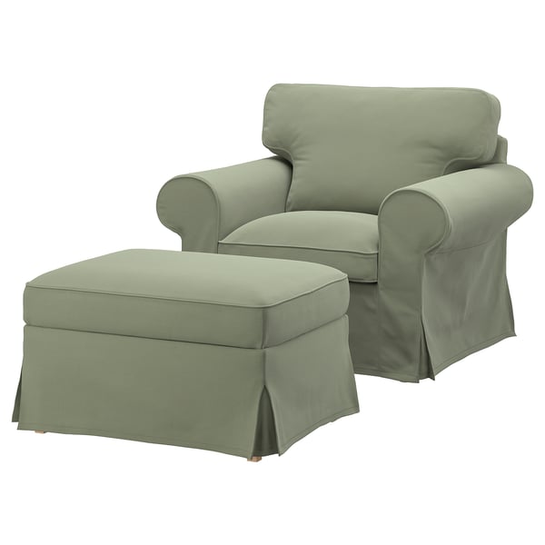 UPPLAND Fauteuil avec repose-pieds, Hakebo gris-vert