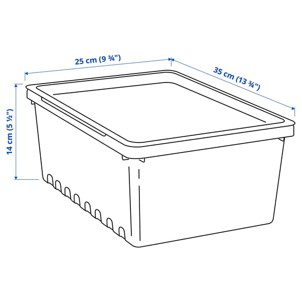 UPPSNOFSAD Boîte de rangement avec couvercle, noir, 13 ¾x9 ¾x5 ½ "/2 gallon