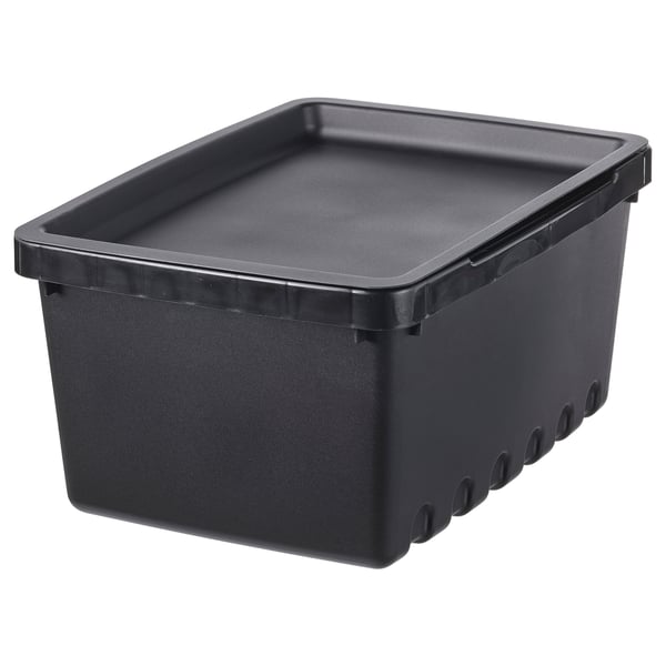 UPPSNOFSAD Boîte de rangement avec couvercle, noir, 9 ¾x6 ¾x4 ½ "/1 gallon