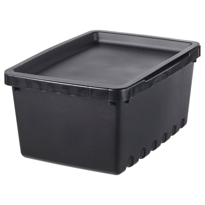 UPPSNOFSAD Boîte de rangement avec couvercle, noir, 9 ¾x6 ¾x4 ½ "/1 gallon