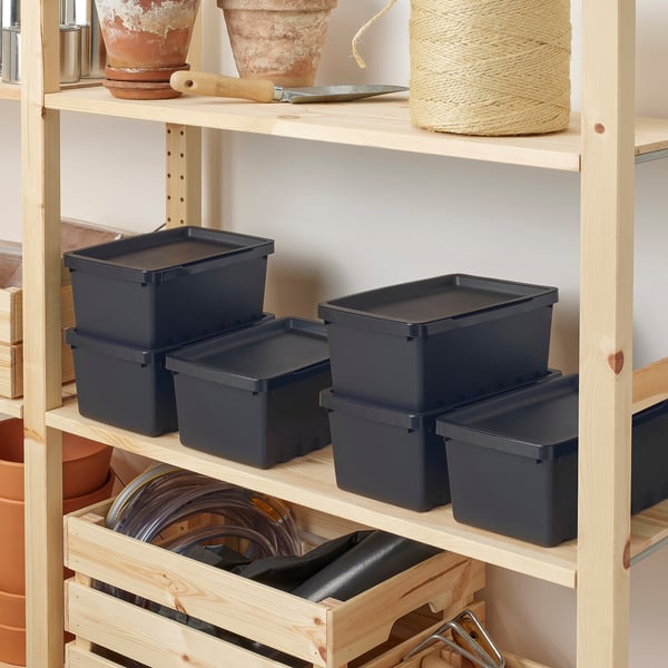 UPPSNOFSAD Boîte de rangement, noir, 9 ¾x6 ¾x4 ½ "/1 gallon