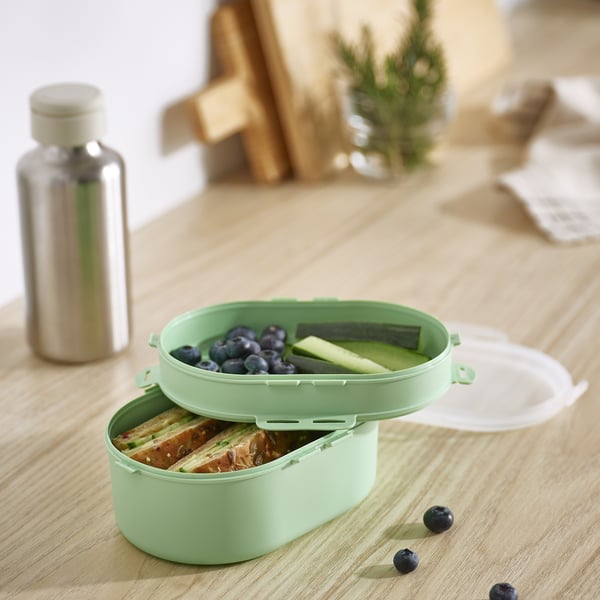 UTBJUDA Boîte repas empilable aliments secs, vert clair