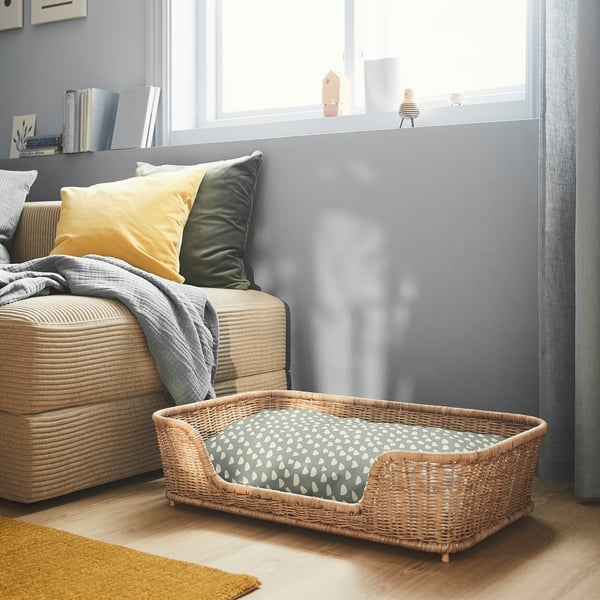 UTSÅDD Coussin pour animaux, gris-vert/blanc cassé, 19x29 ½ "