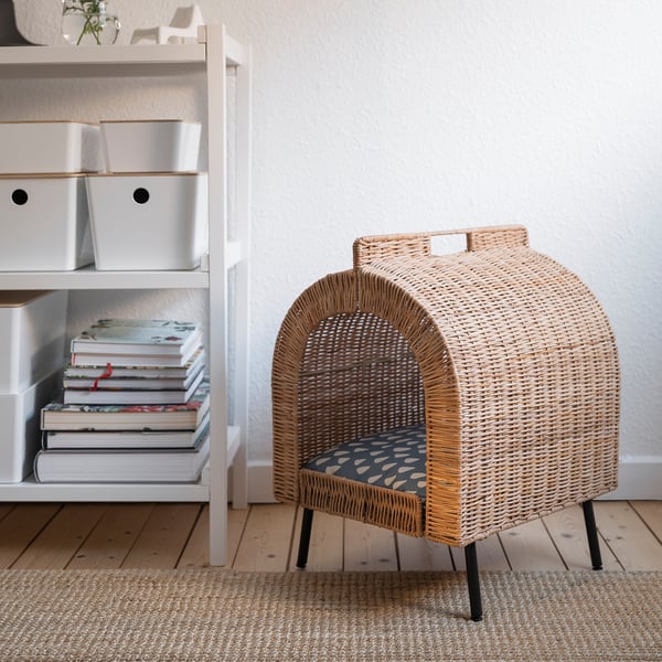 UTSÅDD Maison pour chat sur pied, rotin