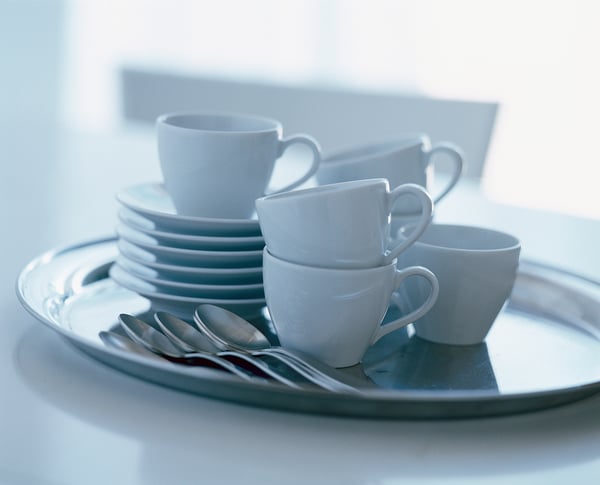 VÄRDERA Tasse à café et soucoupe, blanc, 7 oz