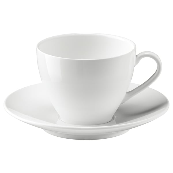 VÄRDERA Tasse à café et soucoupe, blanc, 7 oz